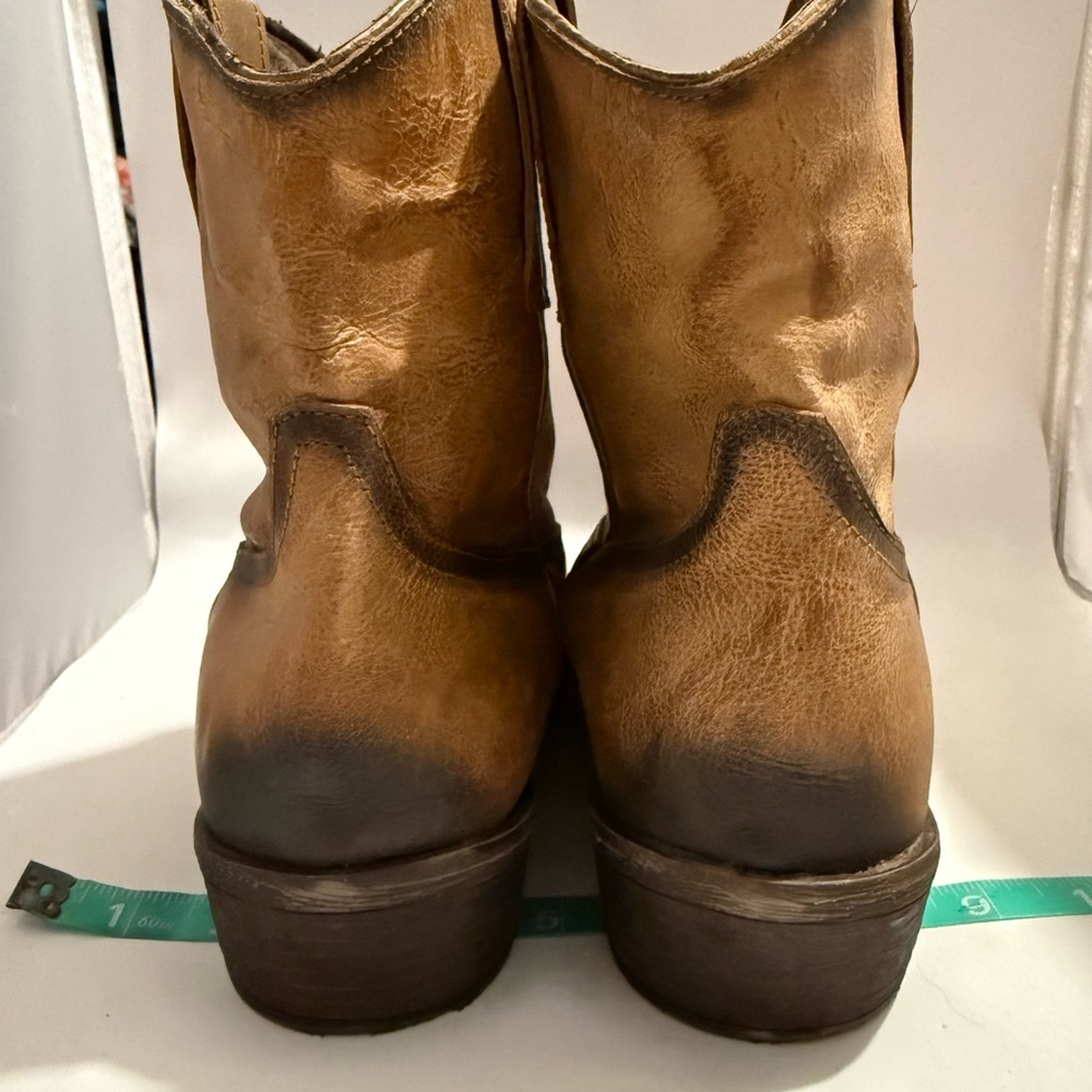 Vintage Roper Tan & Black Leather Boots sz 11 - Picture 3 of 9